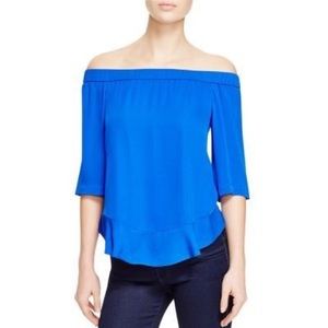 Rebecca Taylor blue silk off shoulder top 4
